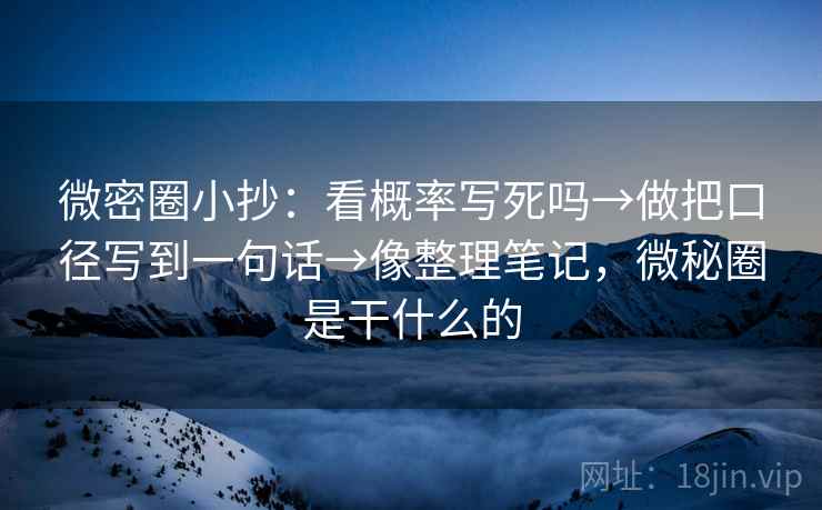 微密圈小抄：看概率写死吗→做把口径写到一句话→像整理笔记，微秘圈是干什么的