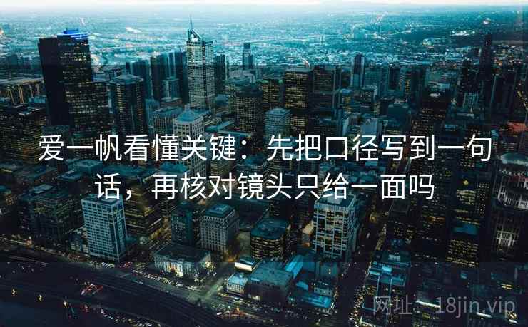 爱一帆看懂关键：先把口径写到一句话，再核对镜头只给一面吗