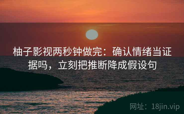 柚子影视两秒钟做完：确认情绪当证据吗，立刻把推断降成假设句